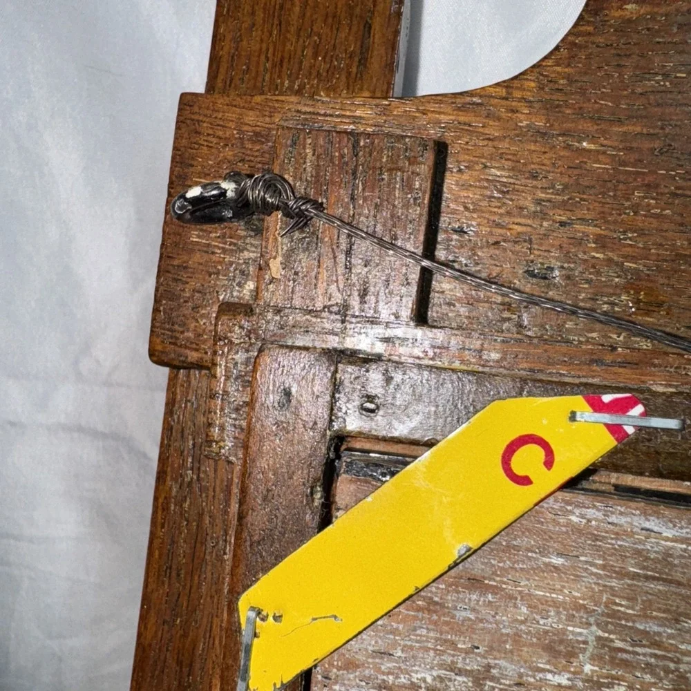 Antique Oak Wood Wall Shaving Mirror Towel Rack & Accessory Box Wall Hang